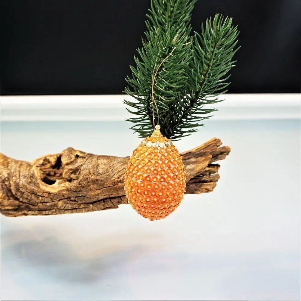 Christmas Ornament Sequined Jeweled Egg Vintage Tree Decoration